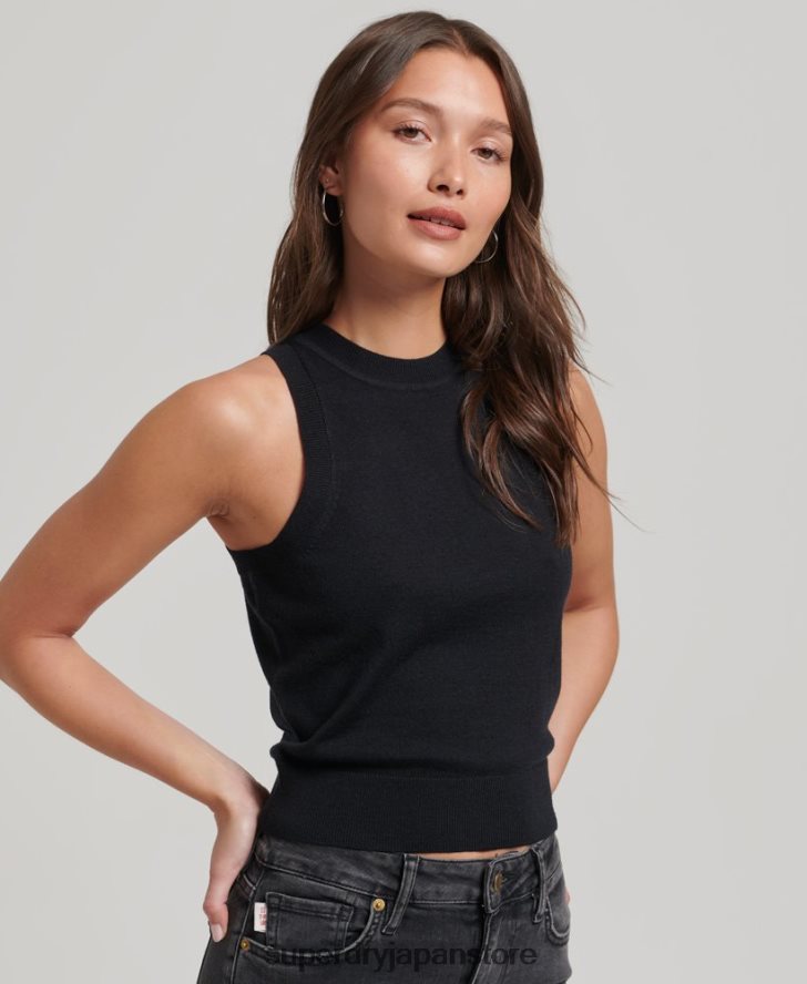 メリノクルーネックニットベストトップ 女性 Superdry 衣類 黒 2J62PZ3018