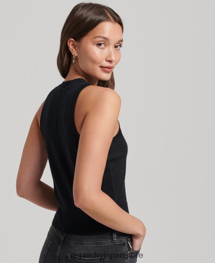 メリノクルーネックニットベストトップ 女性 Superdry 衣類 黒 2J62PZ3018