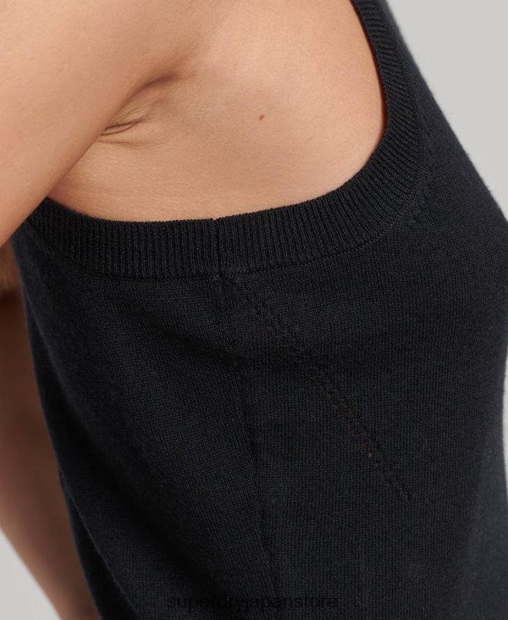 メリノクルーネックニットベストトップ 女性 Superdry 衣類 黒 2J62PZ3018