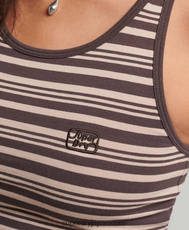ヴィンテージカリストライプベスト 女性 Superdry 衣類 茶色 2J62PZ3022
