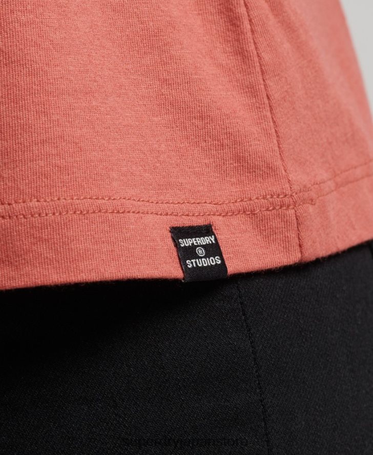 オーガニックコットンレースミックスキャミトップ 女性 Superdry 衣類 オレンジ 2J62PZ3023