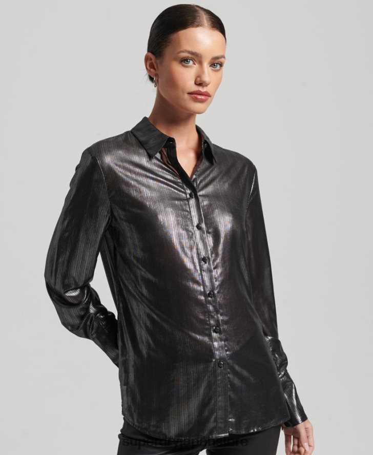 スパークルレックスシャツ 女性 Superdry 衣類 黒 2J62PZ3026