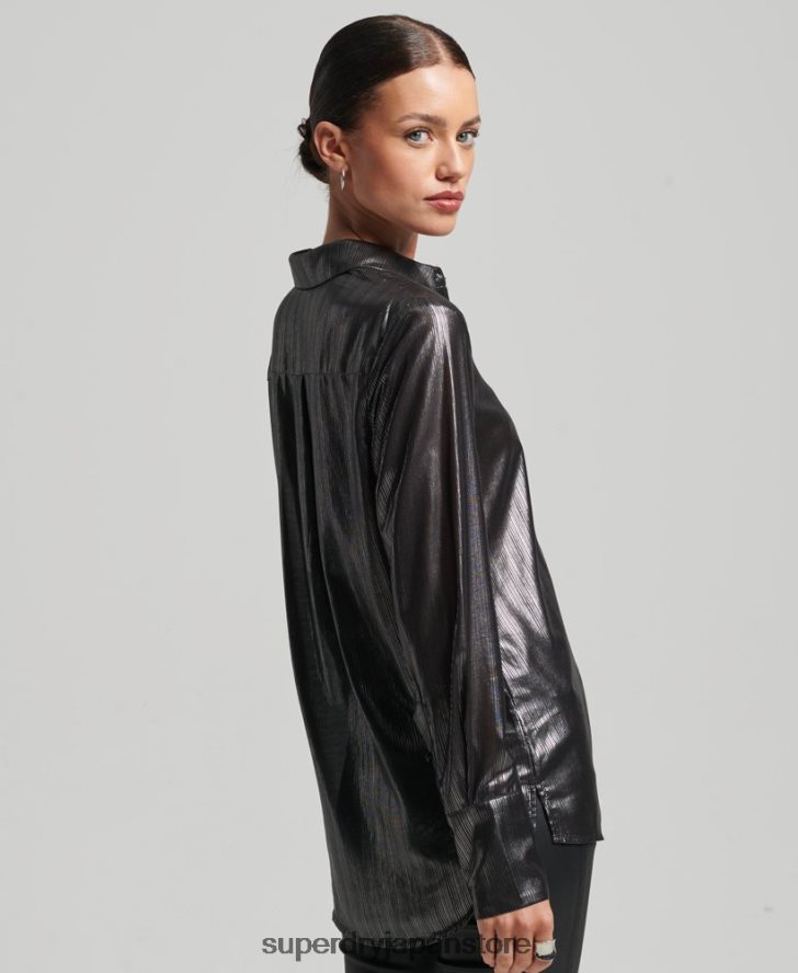 スパークルレックスシャツ 女性 Superdry 衣類 黒 2J62PZ3026