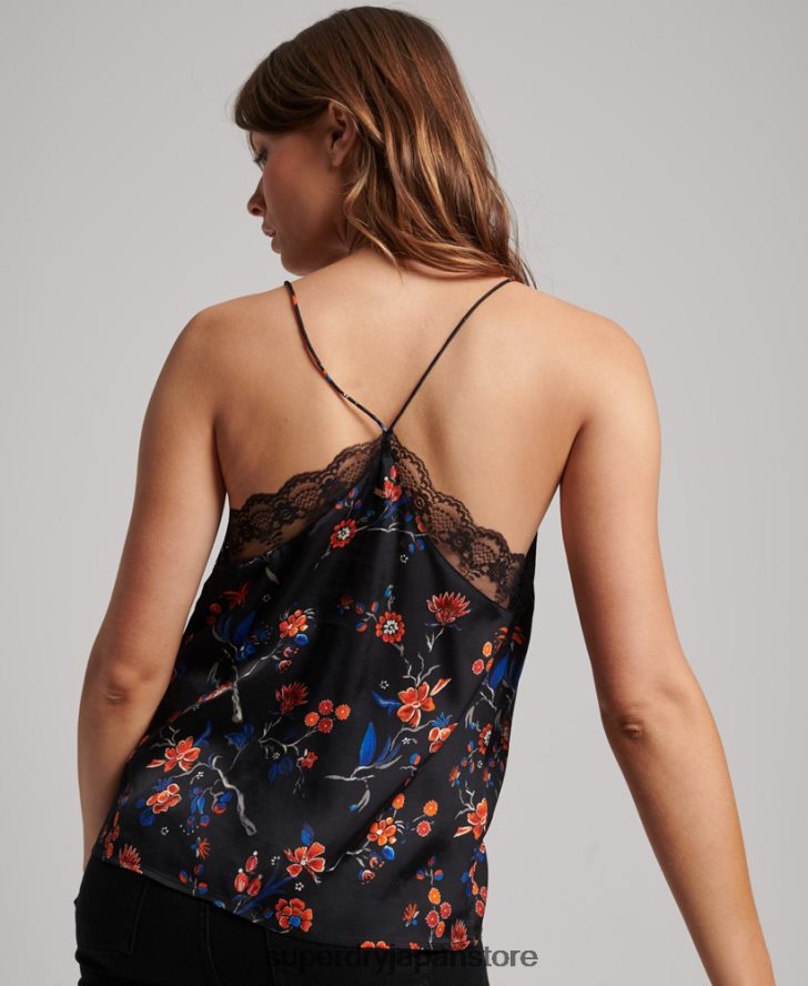 サテンキャミトップ 女性 Superdry 衣類 黒 2J62PZ3030