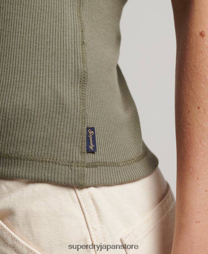 ボタンダウンベストトップ 女性 Superdry 衣類 緑 2J62PZ3032