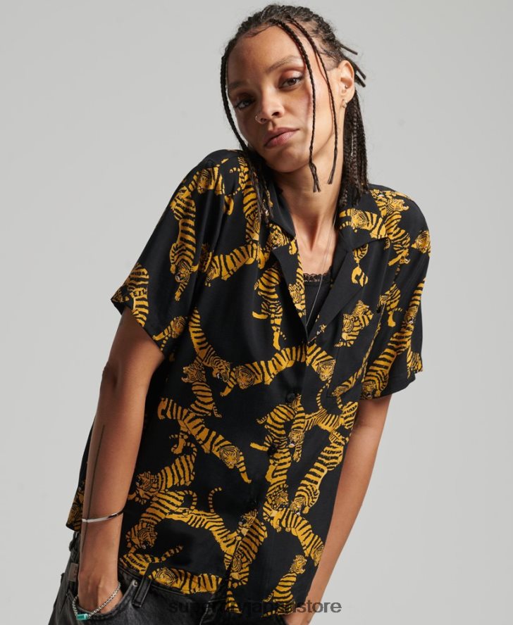 ヴィンテージリビアシャツ 女性 Superdry 衣類 黒 2J62PZ3035