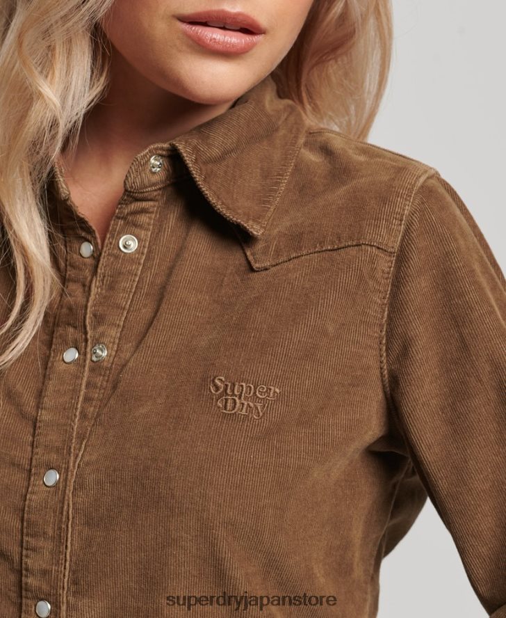 コードウエスタンシャツ 女性 Superdry 衣類 茶色 2J62PZ3038