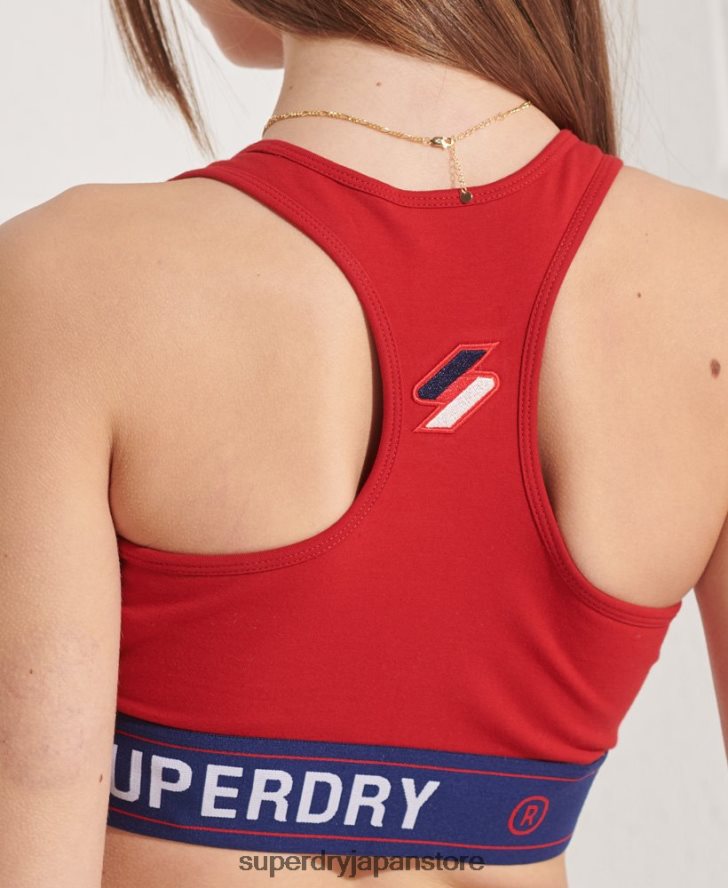 スポーツスタイルのエッセンシャルクロップトップ 女性 Superdry 衣類 赤 2J62PZ3039