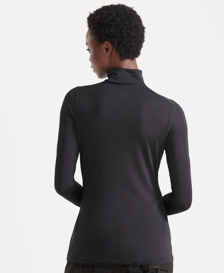ハーフジップベースレイヤートップ 女性 Superdry 衣類 黒 2J62PZ3041