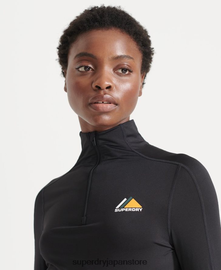 ハーフジップベースレイヤートップ 女性 Superdry 衣類 黒 2J62PZ3041