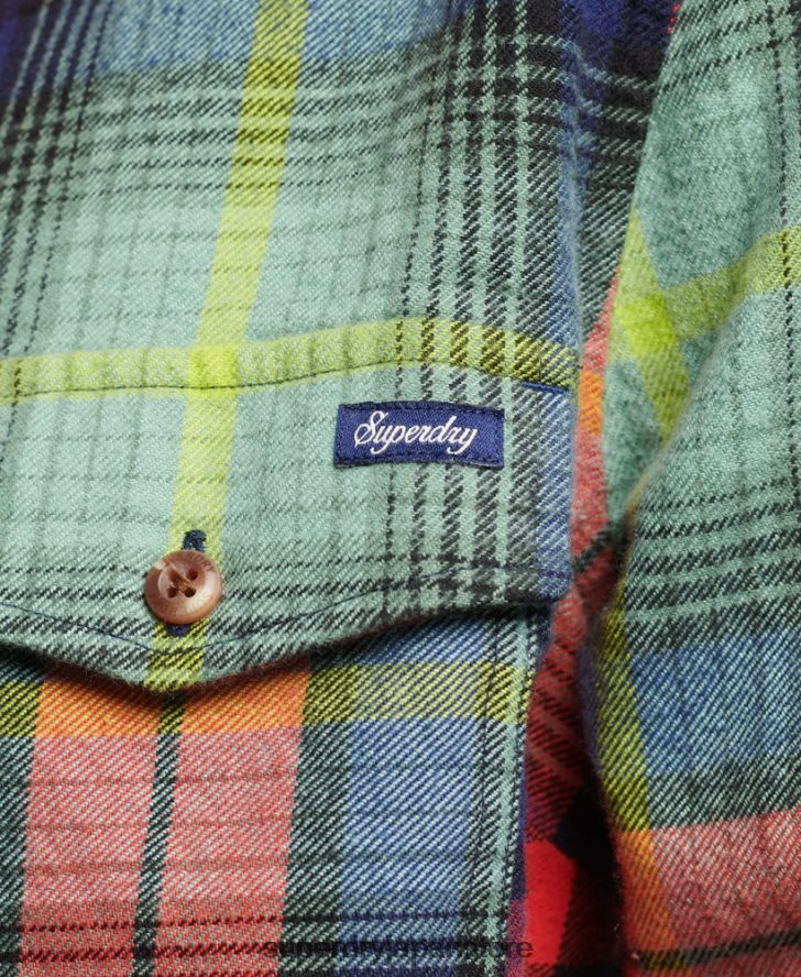 オーガニックコットンチェックフランネルシャツ 女性 Superdry 衣類 緑 2J62PZ3042