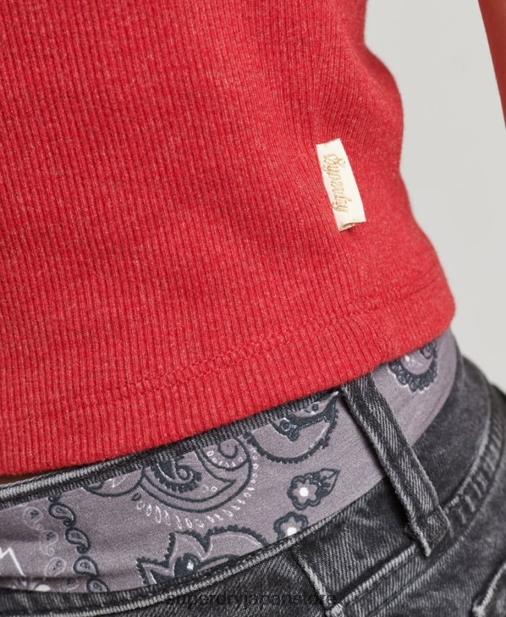 オーガニックコットン ヴィンテージ レース トリム ベスト 女性 Superdry 衣類 赤 2J62PZ3049