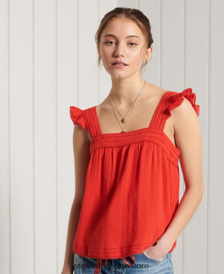 レインテクスチャーレーストップ 女性 Superdry 衣類 赤 2J62PZ3056