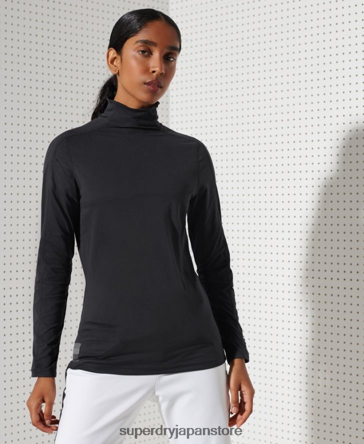 カーボンクルーネックベースレイヤートップ 女性 Superdry 衣類 黒 2J62PZ3058