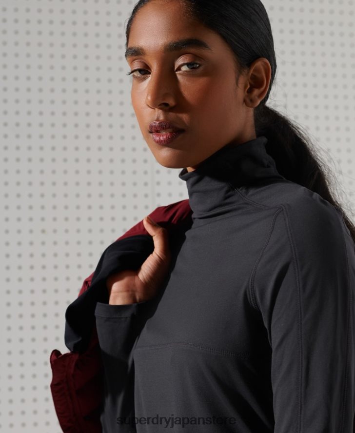 カーボンクルーネックベースレイヤートップ 女性 Superdry 衣類 黒 2J62PZ3058