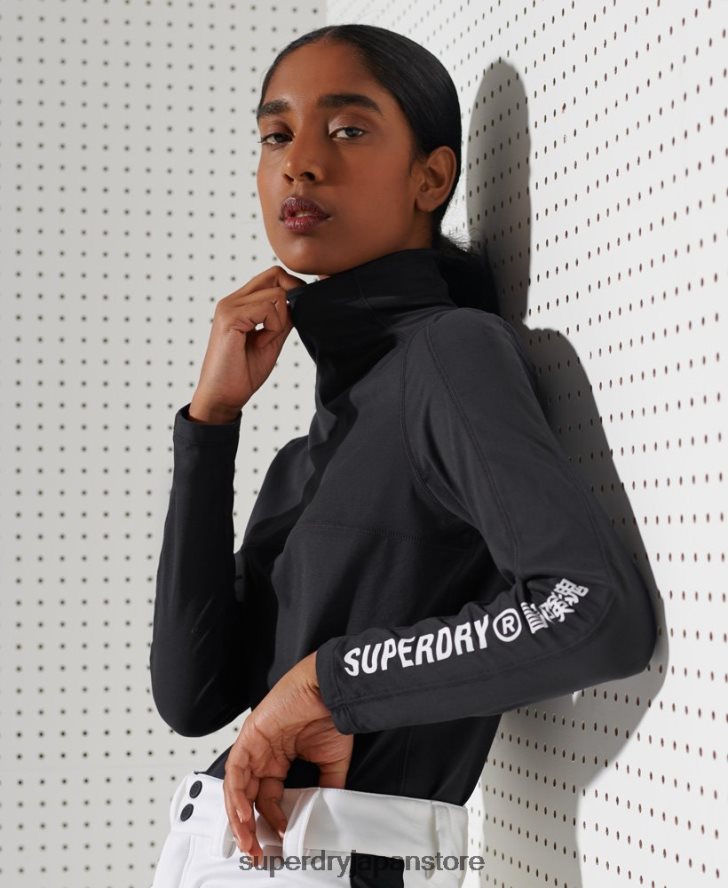 カーボンクルーネックベースレイヤートップ 女性 Superdry 衣類 黒 2J62PZ3058