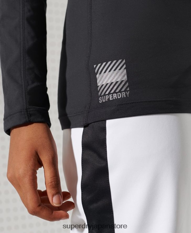 カーボンクルーネックベースレイヤートップ 女性 Superdry 衣類 黒 2J62PZ3058