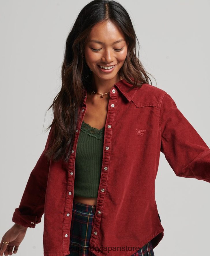 コードウエスタンシャツ 女性 Superdry 衣類 赤 2J62PZ3062