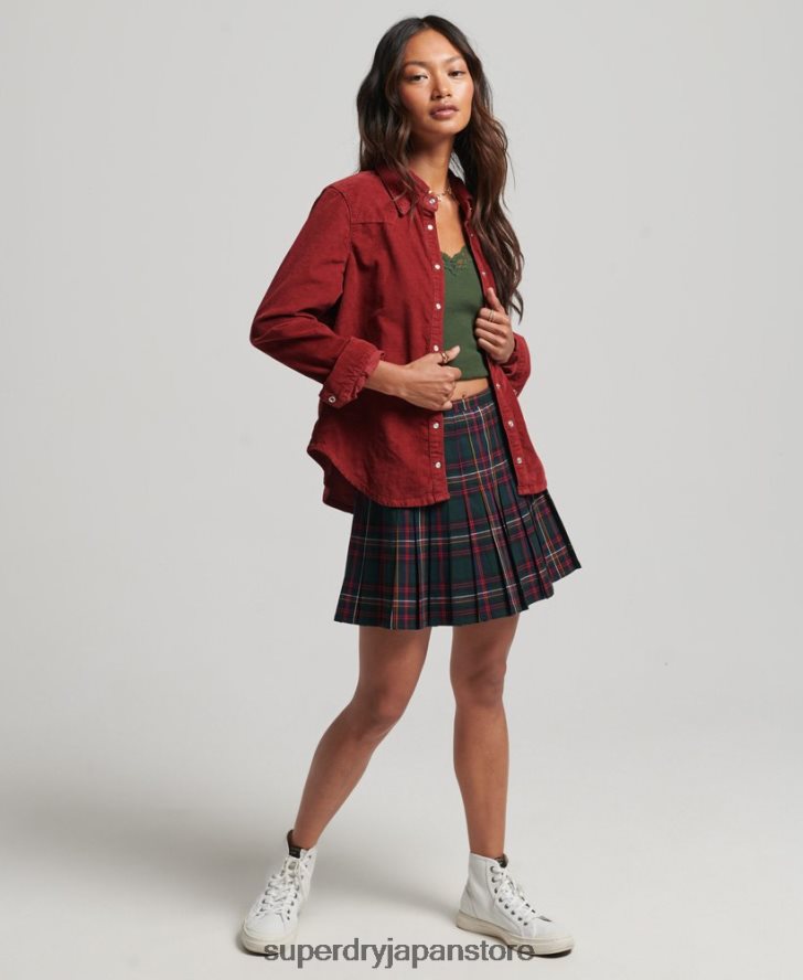 コードウエスタンシャツ 女性 Superdry 衣類 赤 2J62PZ3062