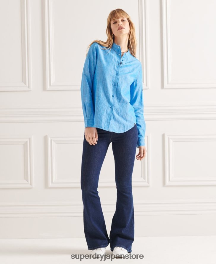 スタジオリネンおじいちゃんシャツ 女性 Superdry 衣類 青 2J62PZ3066