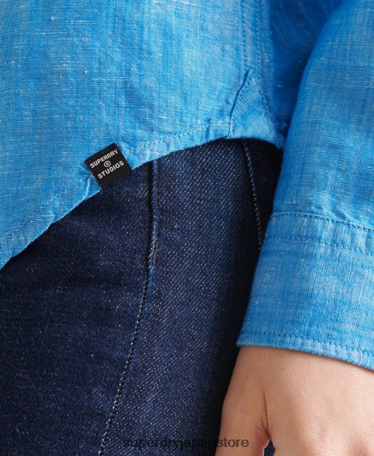 スタジオリネンおじいちゃんシャツ 女性 Superdry 衣類 青 2J62PZ3066