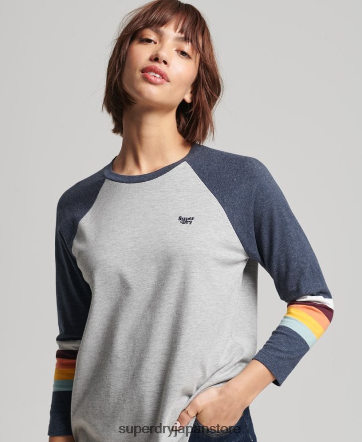 ヴィンテージカリストライプラグラントップ 女性 Superdry 衣類 ライトグレー 2J62PZ3072