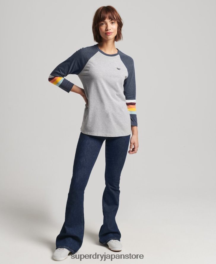 ヴィンテージカリストライプラグラントップ 女性 Superdry 衣類 ライトグレー 2J62PZ3072