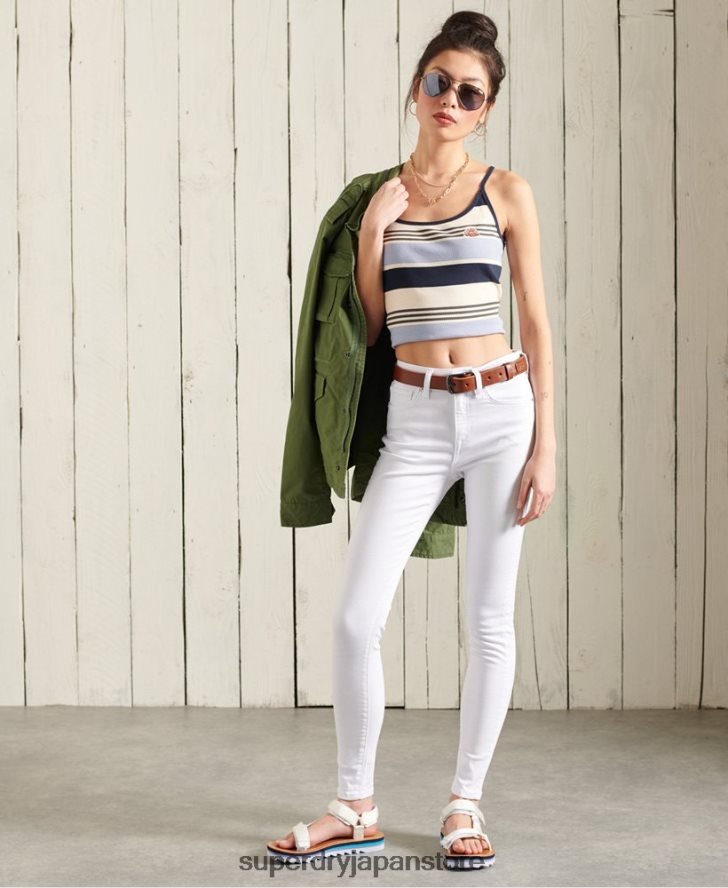 オーガニックコットンカリストライプレーサーベストトップ 女性 Superdry 衣類 青 2J62PZ3076