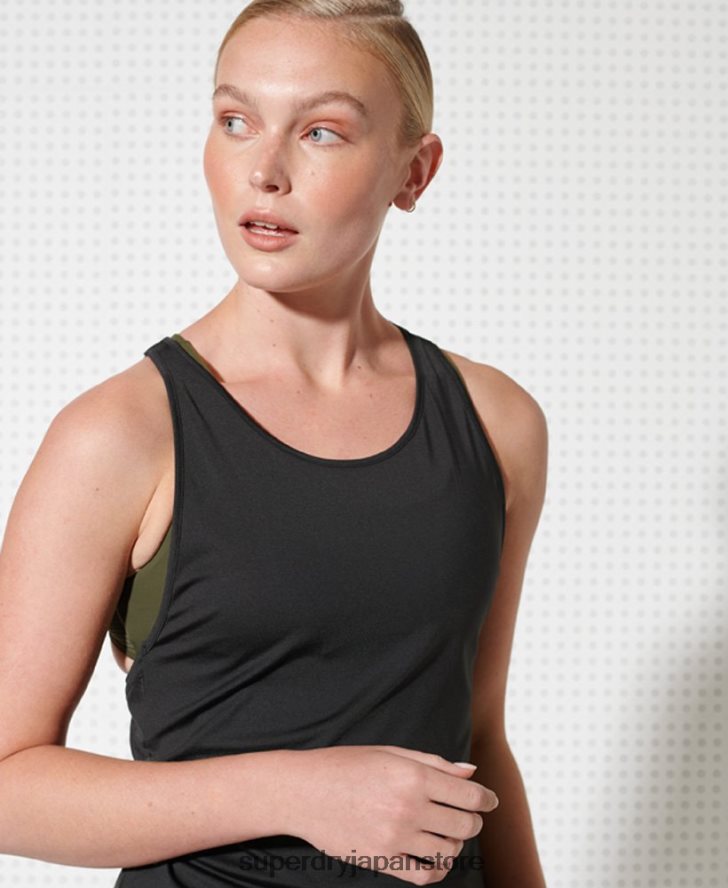 トレーニングストラップタンクトップ 女性 Superdry 衣類 黒 2J62PZ3077