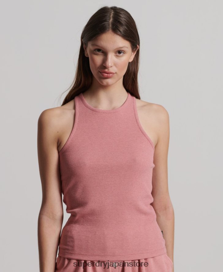 オーガニックコットン リブベスト 女性 Superdry 衣類 ピンク 2J62PZ3078
