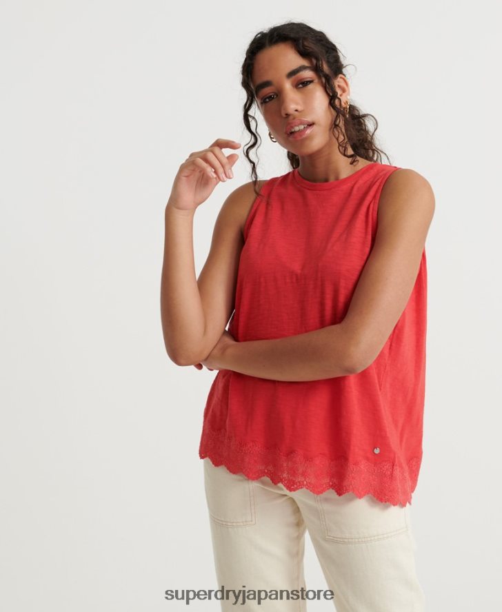 レースミックスベストトップ 女性 Superdry 衣類 赤 2J62PZ3080