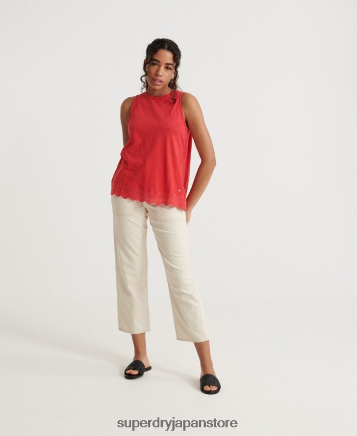 レースミックスベストトップ 女性 Superdry 衣類 赤 2J62PZ3080