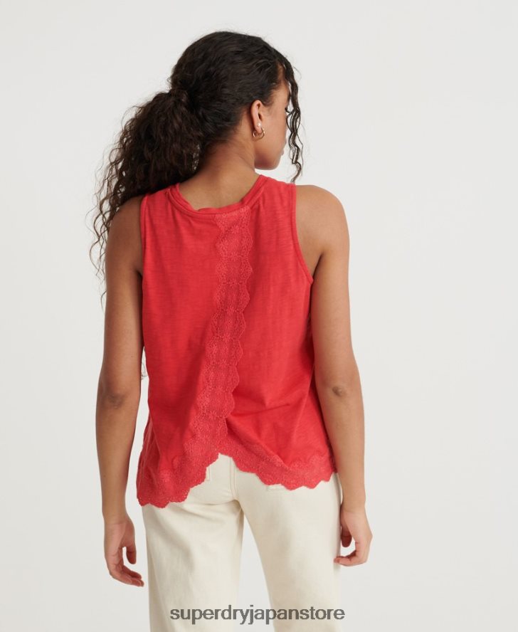 レースミックスベストトップ 女性 Superdry 衣類 赤 2J62PZ3080