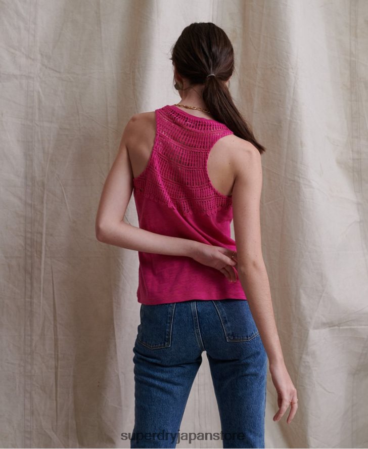 リリーかぎ針編みインサートベストトップ 女性 Superdry 衣類 ピンク 2J62PZ3085