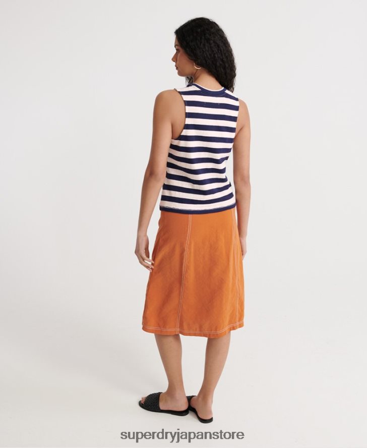 夏のストライプベスト 女性 Superdry 衣類 海軍 2J62PZ3087