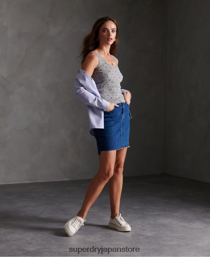エッセンシャル ポワンテール タンクトップ 女性 Superdry 衣類 ライトグレー 2J62PZ3088