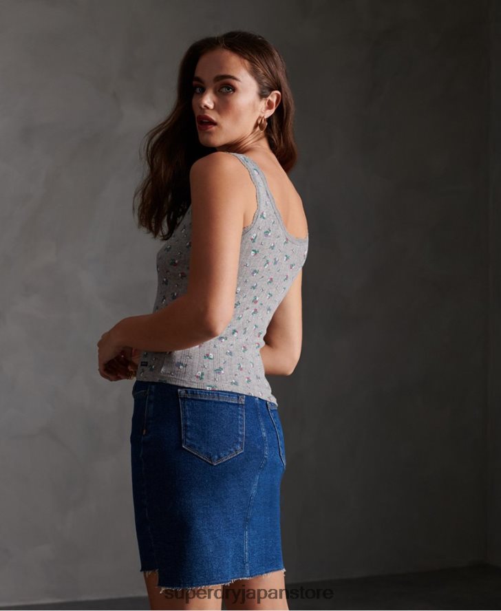 エッセンシャル ポワンテール タンクトップ 女性 Superdry 衣類 ライトグレー 2J62PZ3088