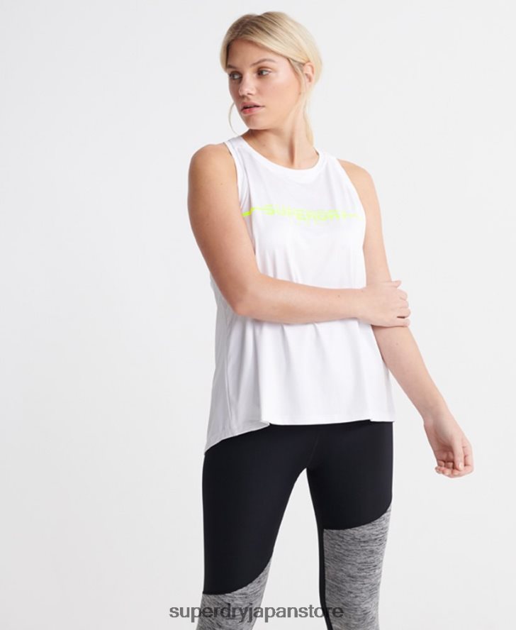 トレーニングジムベストトップス 女性 Superdry 衣類 白 2J62PZ3089