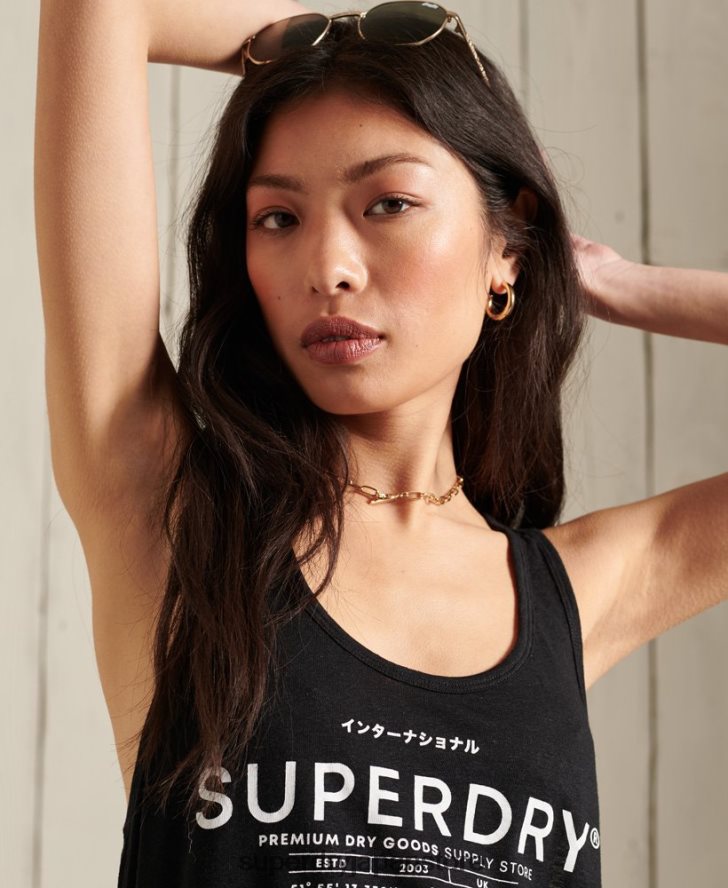 デザートリネンベスト 女性 Superdry 衣類 黒 2J62PZ3090