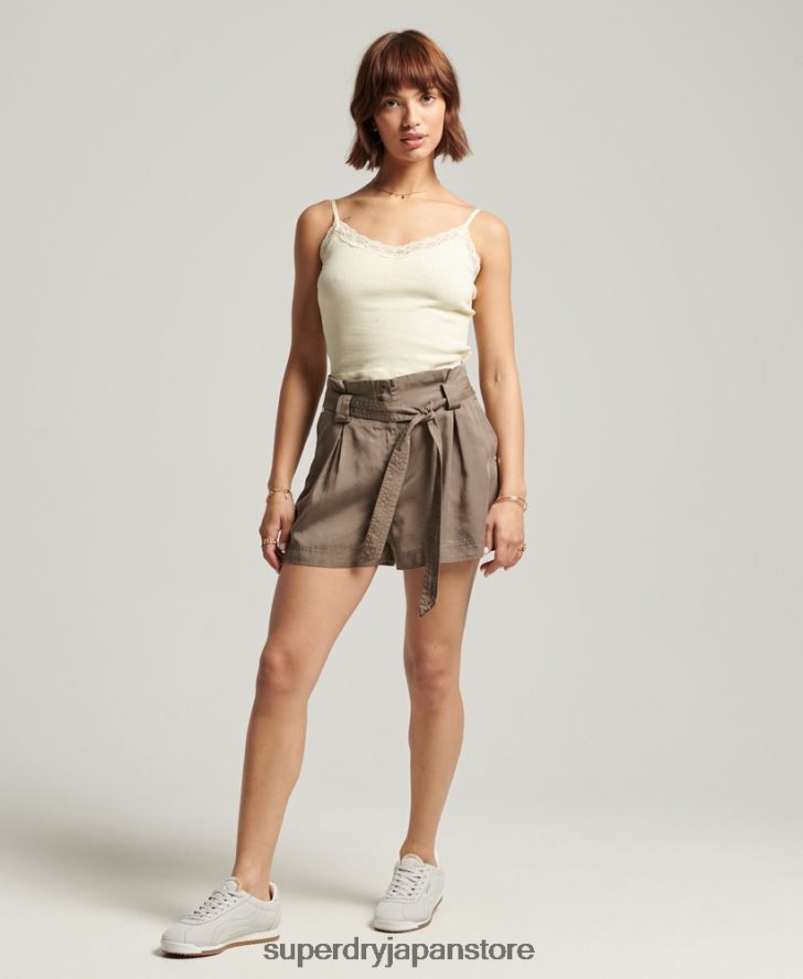 デザートペーパーバッグショーツ 女性 Superdry 衣類 カーキ 2J62PZ3091