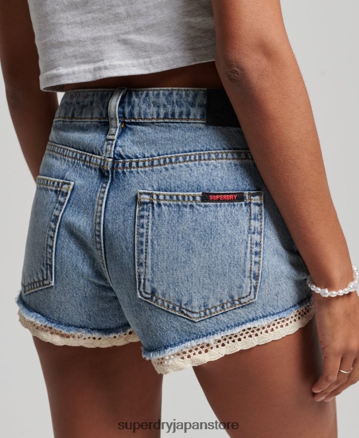 デニムホットショーツ 女性 Superdry 衣類 ライトブルー 2J62PZ3092