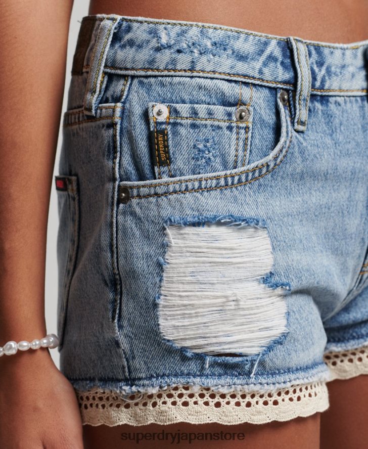 デニムホットショーツ 女性 Superdry 衣類 ライトブルー 2J62PZ3092