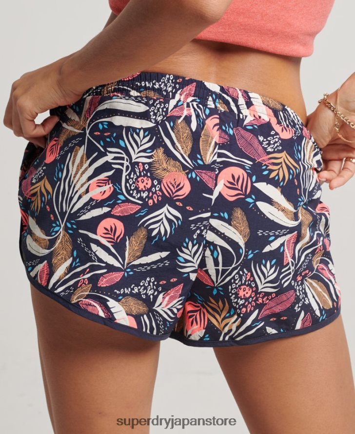 プリントビーチショーツ 女性 Superdry 衣類 海軍 2J62PZ3093