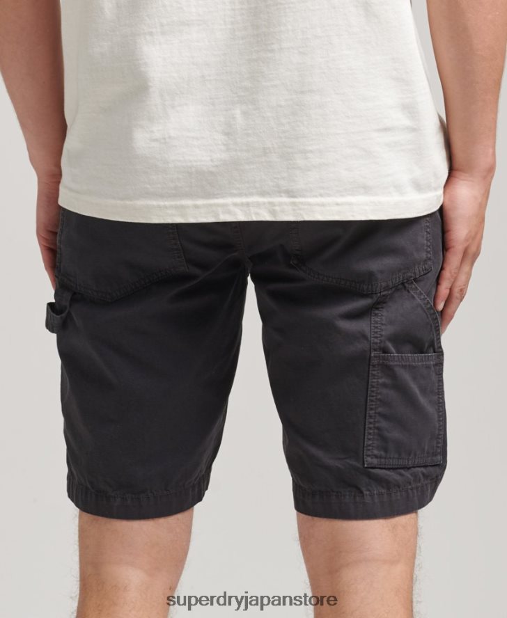 オーガニックコットン ヴィンテージ カーペンター ショーツ 男性 Superdry 衣類 黒 2J62PZ309