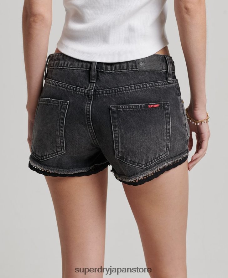 デニムホットショーツ 女性 Superdry 衣類 黒 2J62PZ3102