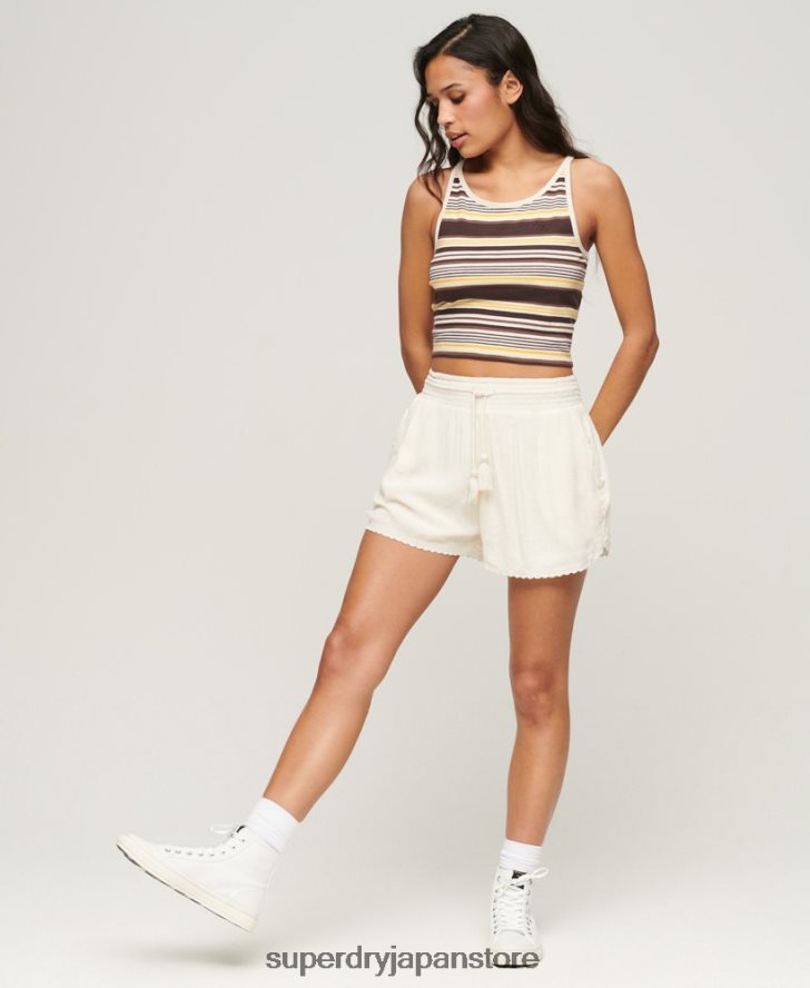 ヴィンテージビーチショーツ 女性 Superdry 衣類 クリーム 2J62PZ3103