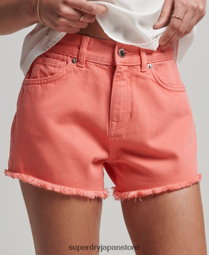 ハイライズデニムショートパンツ 女性 Superdry 衣類 コーラル 2J62PZ3104