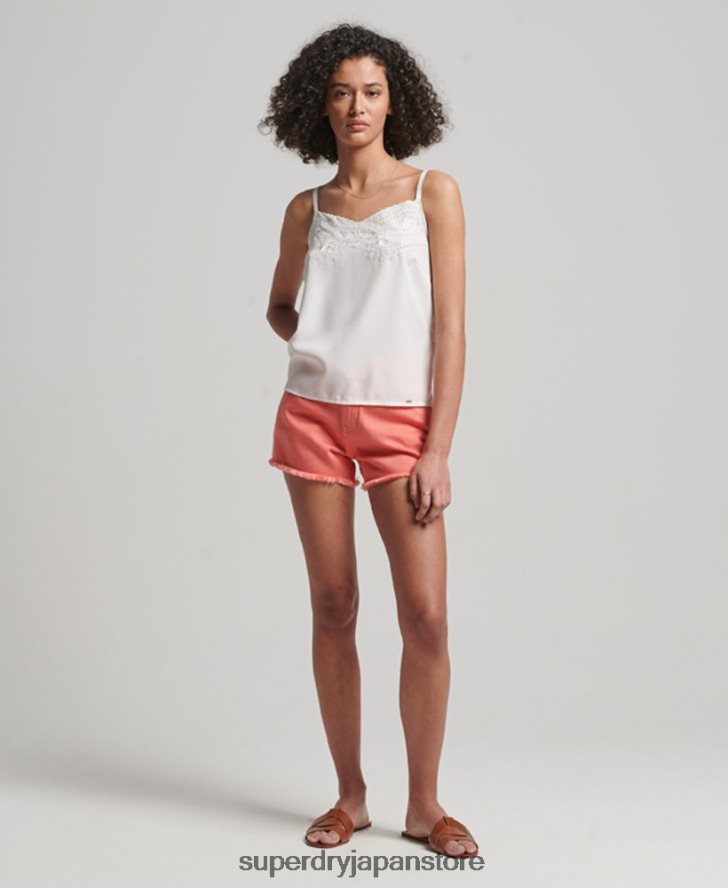 ハイライズデニムショートパンツ 女性 Superdry 衣類 コーラル 2J62PZ3104