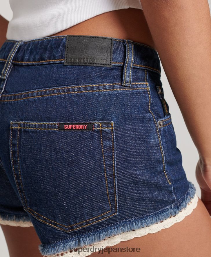 デニムホットショーツ 女性 Superdry 衣類 濃紺 2J62PZ3105