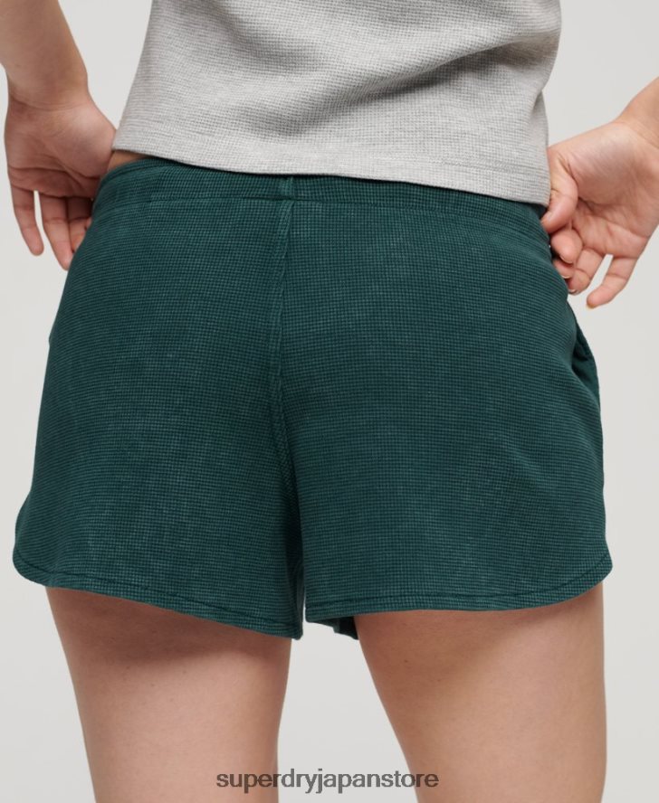 アスレチックエッセンシャルワッフルショーツ 女性 Superdry 衣類 緑 2J62PZ3109